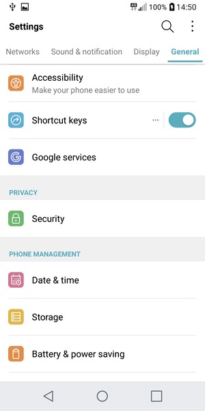 Scroll to and select Security