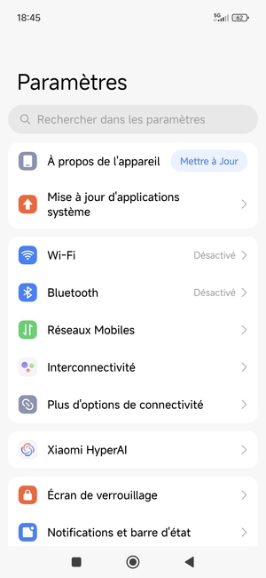 Sélectionnez Réseaux Mobiles
