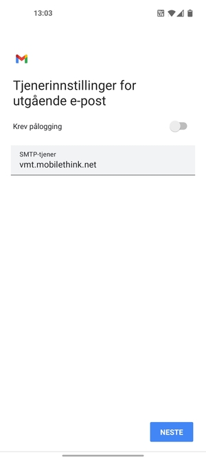 Slå av Krev lålogging og velg NESTE