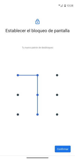 Dibuje de nuevo el patrón de desbloqueo y seleccione Confirmar