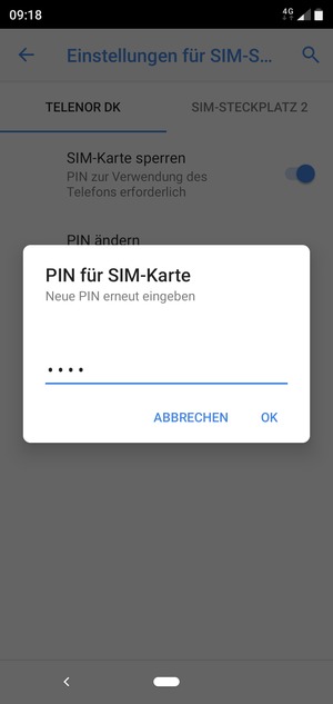 Bestätigen Sie Ihre neue PIN der SIM-Karte und wählen Sie OK