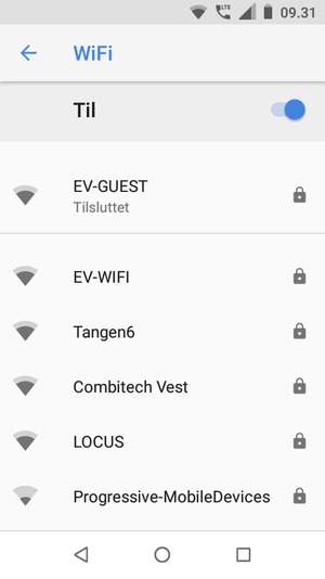 Du er nu tilsluttet Wi-Fi netværket