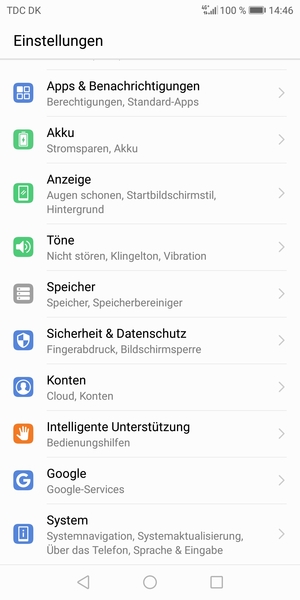 Scrollen Sie und wählen Sie Sicherheit & Datenschutz