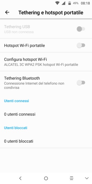 Seleziona Configura hotspot Wi-Fi