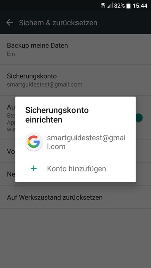 Wählen Sie Ihr Konto für Backup
