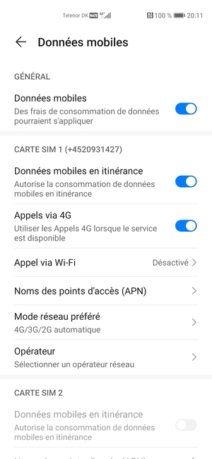 Activer ou désactiver Données mobiles en itinérance