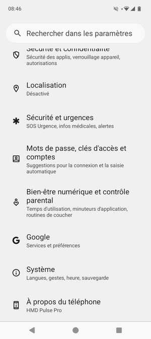 Faites défiler et sélectionnez Système