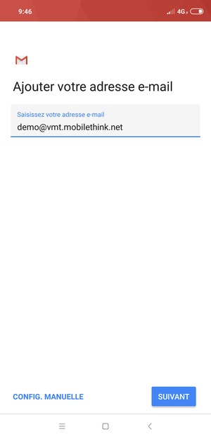 Saisissez votre adresse e-mail et sélectionnez SUIVANT