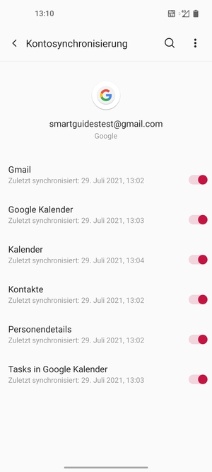 Stellen Sie sicher, dass Kontakte ausgewählt ist