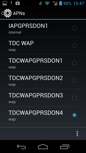 Select the Internet access point