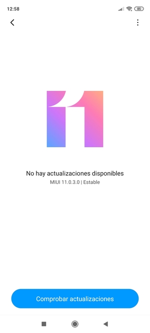 Si su teléfono está actualizado, verá la siguiente pantalla