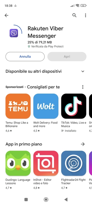 Attendi il completamento del processo di installazione