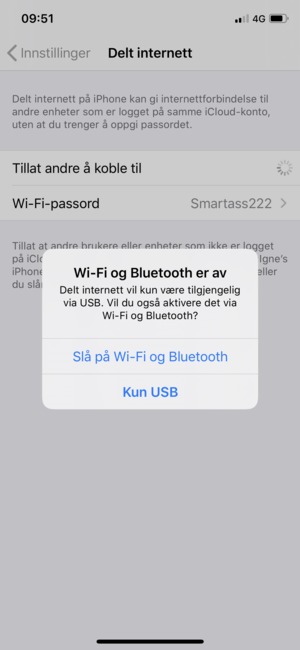 Velg Slå på Wi-Fi og Bluetooth