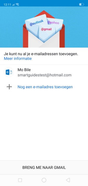 Selecteer BRENG ME NAAR GMAIL