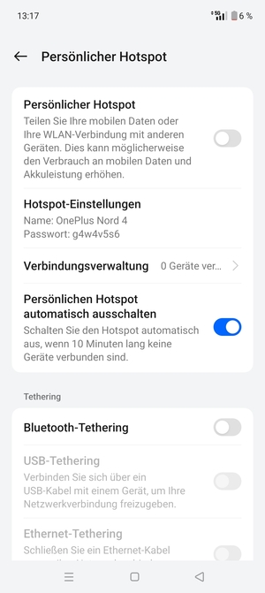 Schalten Sie Persönlicher Hotspot ein