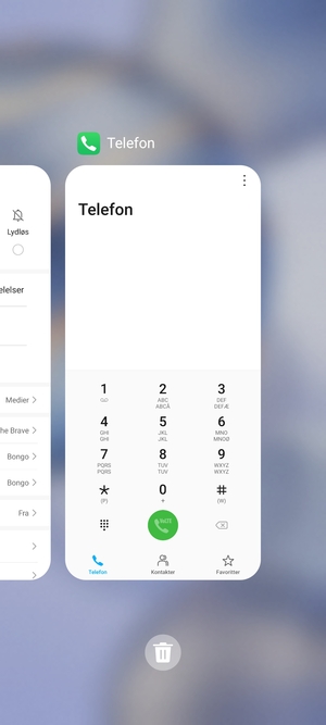 Vælg Slet-ikonet for at lukke alle åbne apps