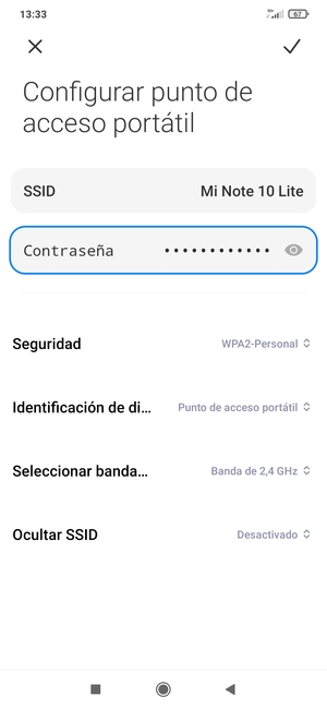 Introduzca una contraseña de punto de acceso Wi-Fi de al menos 8 caracteres y seleccione Guardar