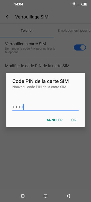 Saisissez votre Nouveau code PIN de la carte SIM et sélectionnez OK