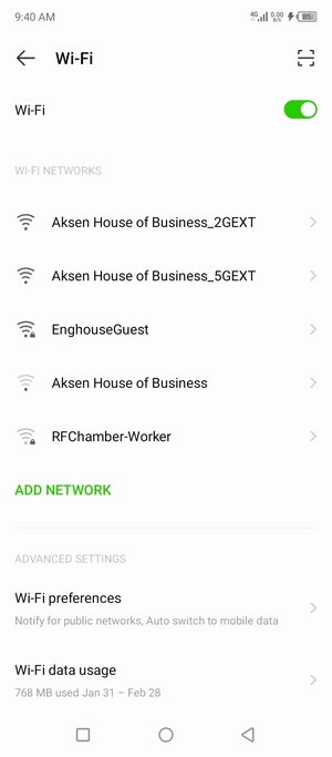Select the wireless network you want to connect to