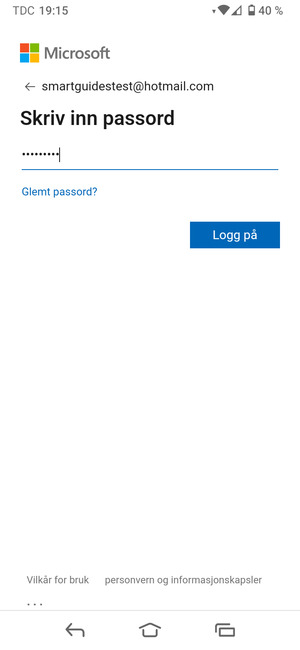 Skriv inn passord og velg Logg på
