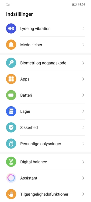 Scroll til og vælg Sikkerhed