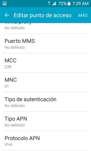 Desplácese hacia abajo e introduzca la información MMS
