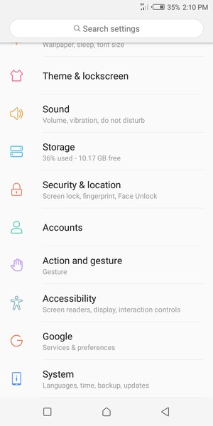 Scroll to and select System