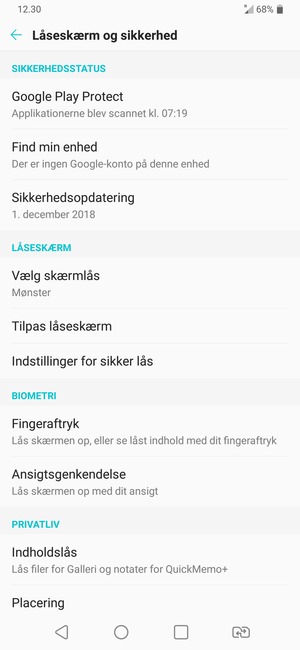 Din telefon er nu sikret med en skærmlås
