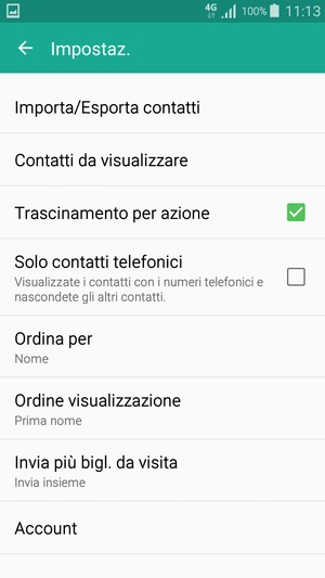Seleziona Importa/Esporta contatti