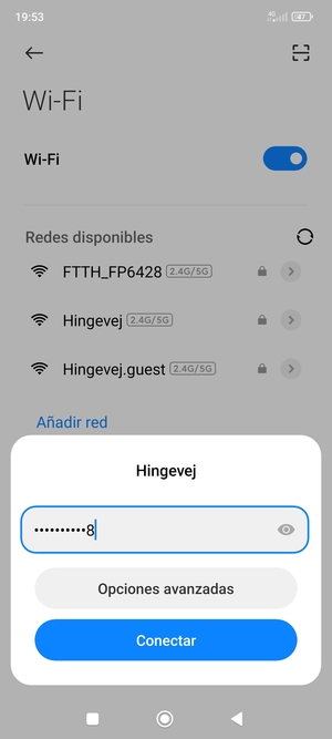 Introduzca la contraseña de Wi-Fi y seleccione Conectar