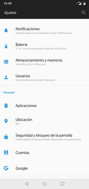 Desplácese y seleccione Seguridad y bloqueo de la pantalla