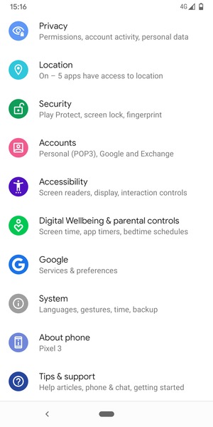 Scroll to and select System