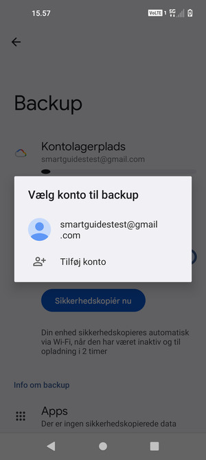 Vælg din sikkerhedskopi-konto