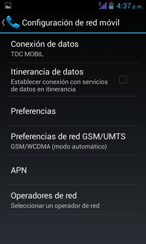 Seleccione Operadores de red