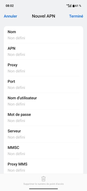 Saisissez les informations MMS