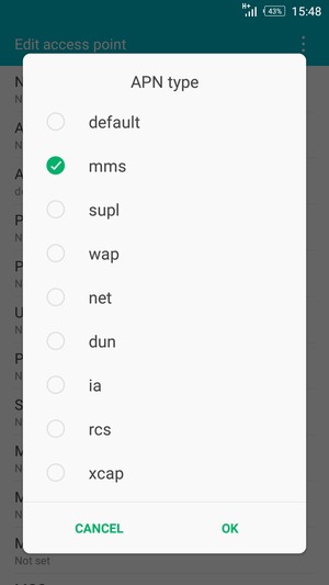 Check the mms checkbox and select OK