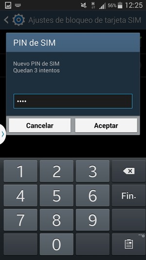 Introduzca su Nuevo PIN de SIM y seleccione Aceptar