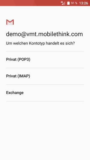 Wählen Sie Privat (POP3) oder Privat (IMAP)