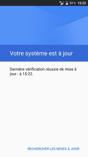 Si votre téléphone est à jour, vous verrez l'écran suivant