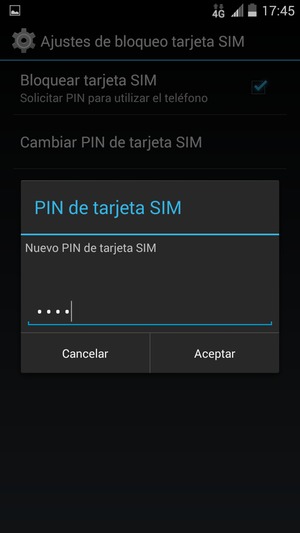Introduzca su Nuevo PIN de tarjeta SIM y seleccione Aceptar