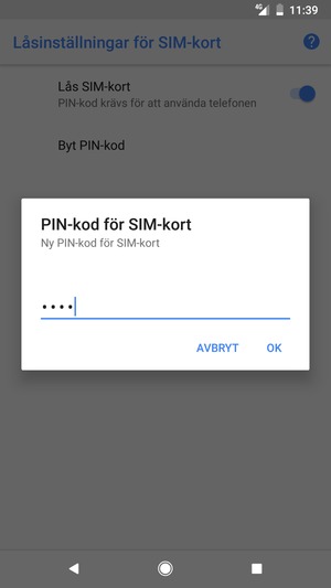 Ange din Nya PIN-kod för SIM-kort och välj OK