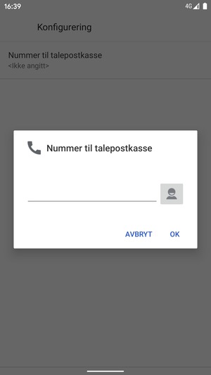 Skriv inn Nummer til talepostkasse og velg OK