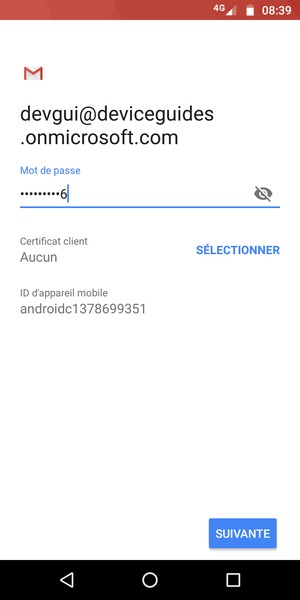 Saisissez votre mot de passe et sélectionnez SUIVANTE