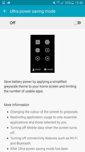 Turn on Ultra power saving mode