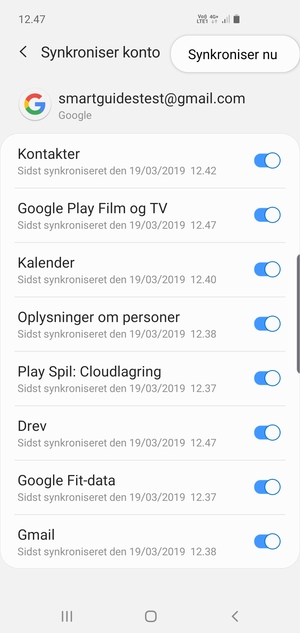 Vælg Synkroniser nu