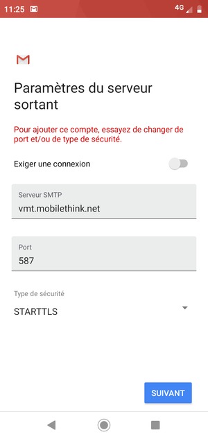 Sélectionnez Type de sécurité