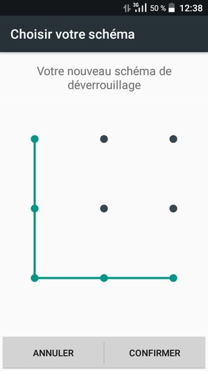 Dessinez de nouveau le schéma de déverrouillage et sélectionnez CONFIRMER