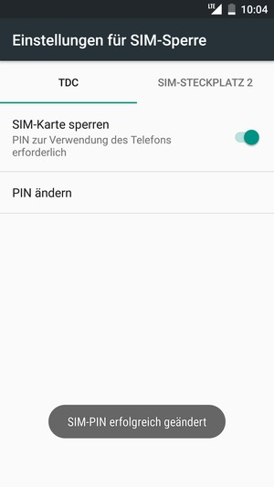 Ihre SIM-PIN wurde geändert