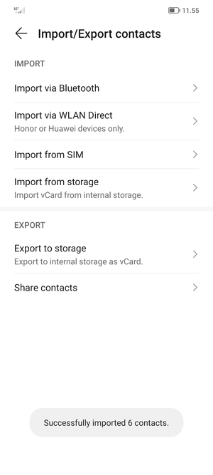Your contacts will be saved to your Honor