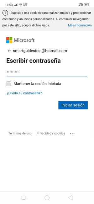 Introduzca su contraseña y seleccione Iniciar sesión